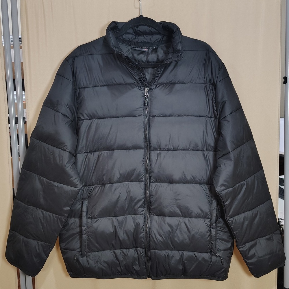 Swiss Tech Puffer Jacket Men LG Black Minimalist Gorpcore Packable Lightweight